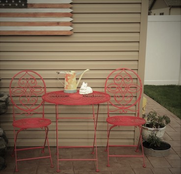 Some poppy colored paint is just right touch for this bistro set.